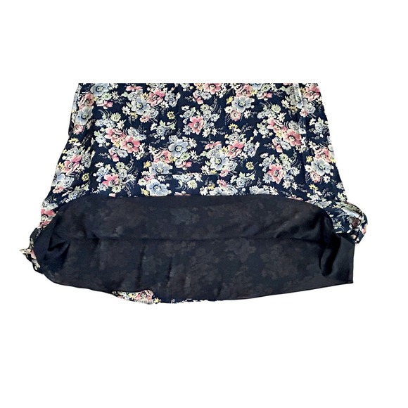 Vintage Y2K Lauren Ralph Lauren Silk Maxi Skirt Navy Blue Floral Size 4 Boho - Picture 7 of 11